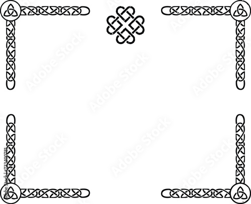 Rectangular Celtic Border with Triquetra and Knot