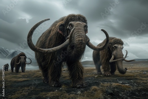 Prehistoric mammoth  an ancient giant of the ice age  symbolizing the wilderness and grandeur of prehistoric times  a majestic creature frozen in time