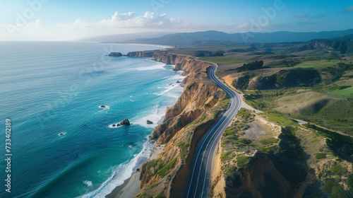 A scenic coastal drive, with winding roads hugging dramatic cliffs and offeri...