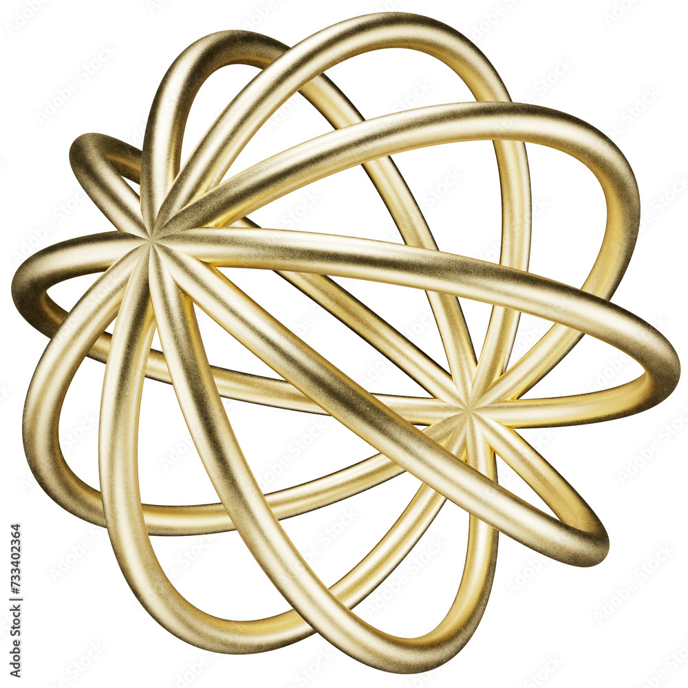 Metal sphere made of rods. Abstract 3D shape in textured gold. 3D render. Matte gold sphere on a transparent background. Metal sphere made of rods. Abstract 3D shape in textured gold. 3D render. Matte gold sphere on a transparent background.