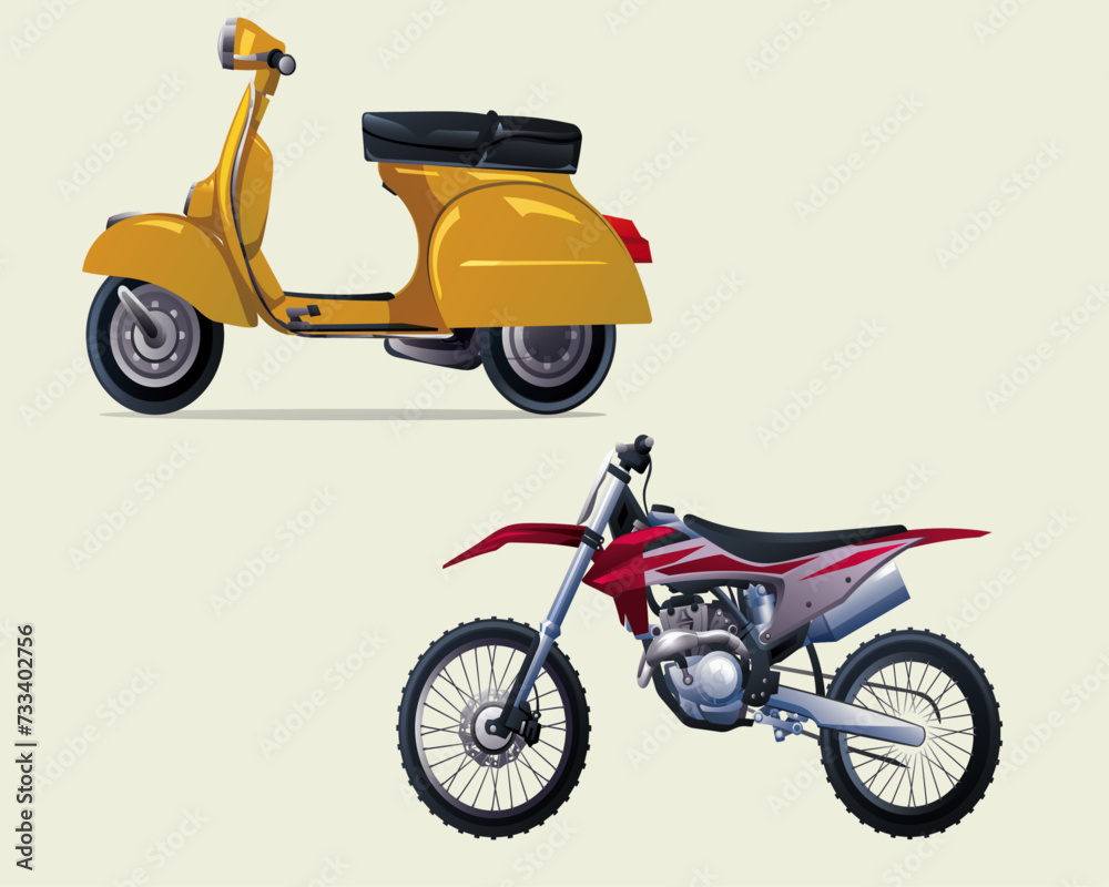 Obraz premium scooter and trail motorcycle.