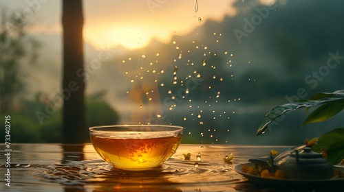 a single cup of tea is being sucked into a tea pot