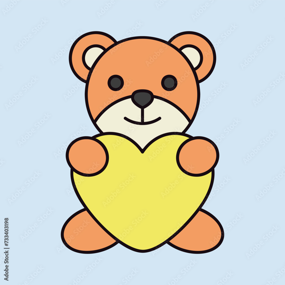 Obraz premium Teddy holding in the paws of big heart icon