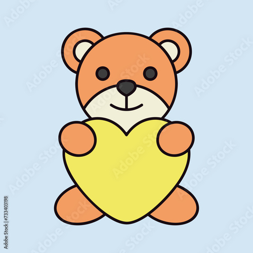 Teddy holding in the paws of big heart icon