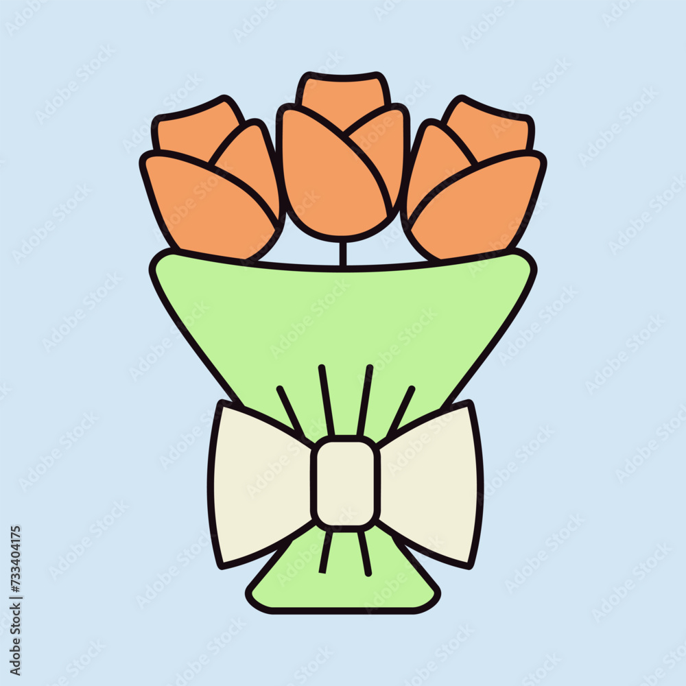 Red roses bouquet vector icon Red roses bouquet vector icon