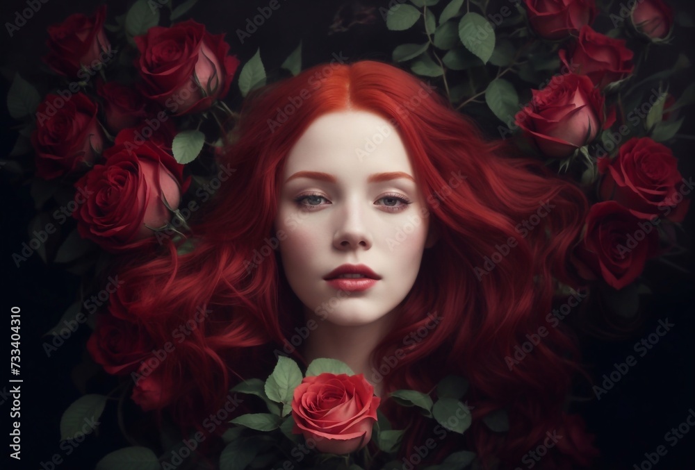 Close up portrait of an attractive young woman with Flowers, Beautiful Model Woman Face, Women's Day Concept. Close up portrait of an attractive young woman with Flowers, Beautiful Model Woman Face, Women's Day Concept.