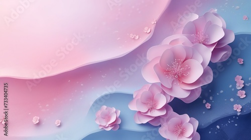 Abstract 3D Background with flowers on Gradient background.