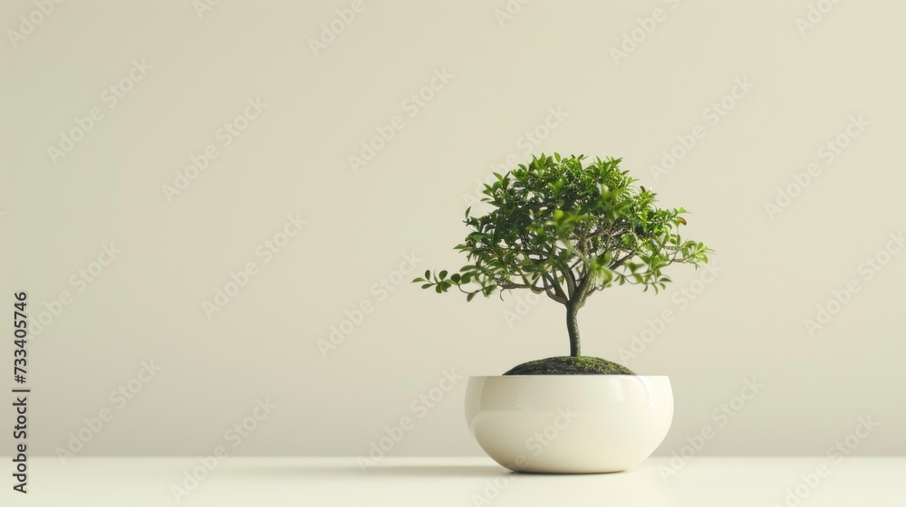 a small bonsai tree in a white bowl on a white table with a white wall behind it and a white wall in the back ground behind the planter. a small bonsai tree in a white bowl on a white table with a white wall behind it and a white wall in the back ground behind the planter.