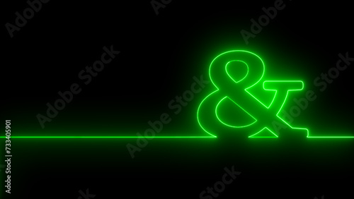 Illustration Glowing Font - And Symbol. Illustration Neon Lights with Reflection Themed Font And Symbol.