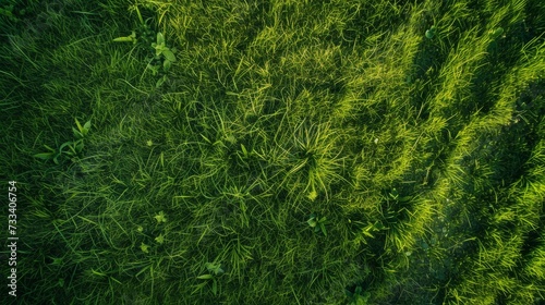 Early spring green grass close up shot #733406754