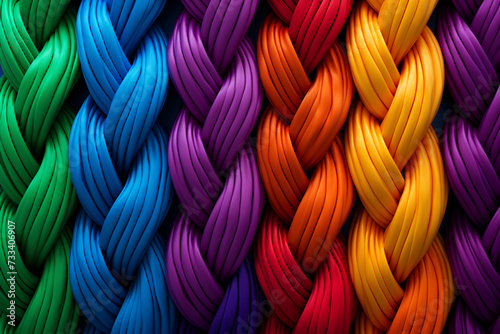 Braids made of rainbow threads. High quality photo