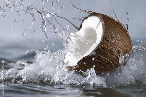 coconut with a hard shell and a white flesh and water inside cracked open © Formoney
