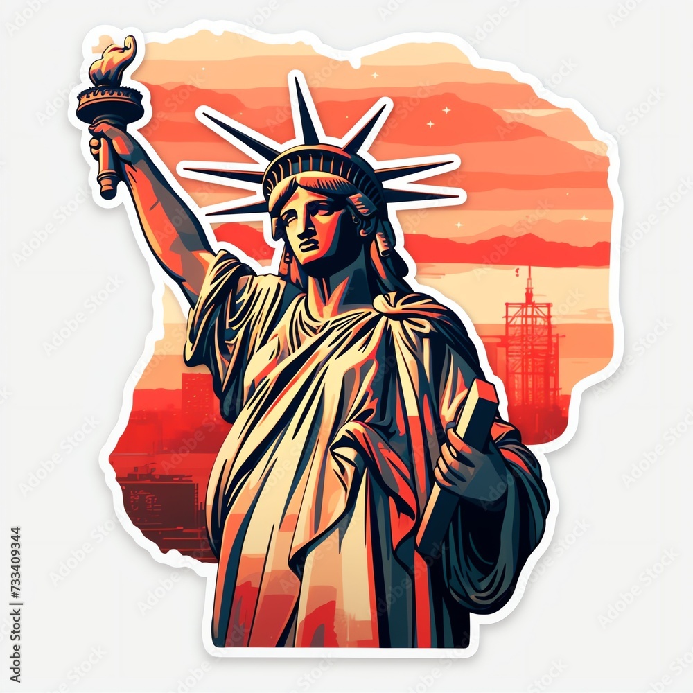 Fototapeta premium statue of liberdade, alone, sticker, stylized
