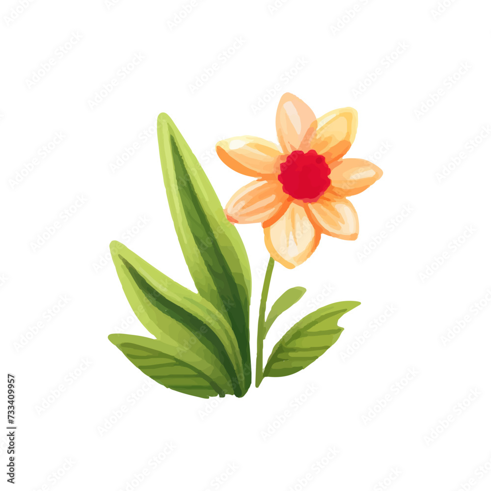 cute spring flower on a white background. vector element. narcissus bud. yellow plant cute spring flower on a white background. vector element. narcissus bud. yellow plant