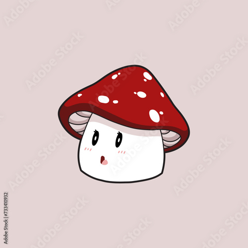 cute kawai mushroom vector illustration