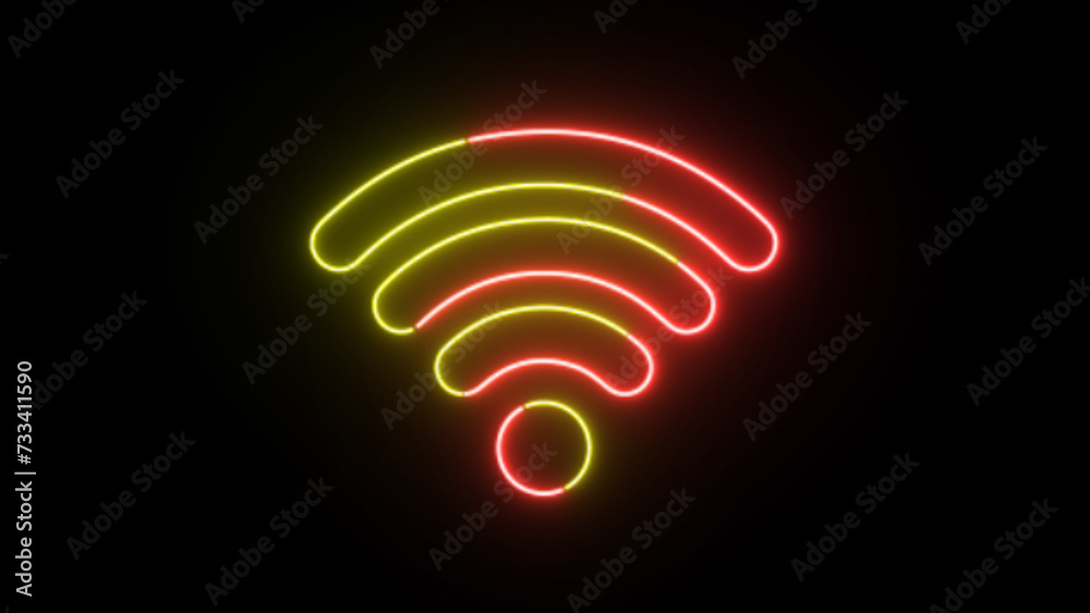 Wi-Fi sigh. Hotspot on black background. neon light effect Wi-Fi icon. Glowing neon Wi fi sign. Wi-Fi sigh. Hotspot on black background. neon light effect Wi-Fi icon. Glowing neon Wi fi sign.