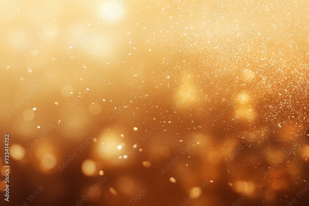 Translucent background with glittering particles in a golden hue. Generative AI