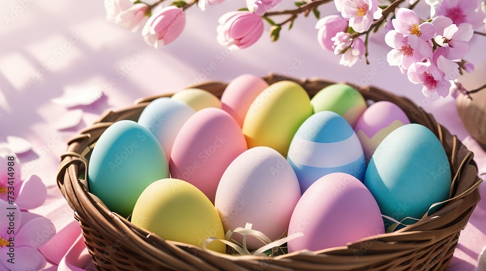 Easter eggs on pastel background. Easter eggs on pastel background.