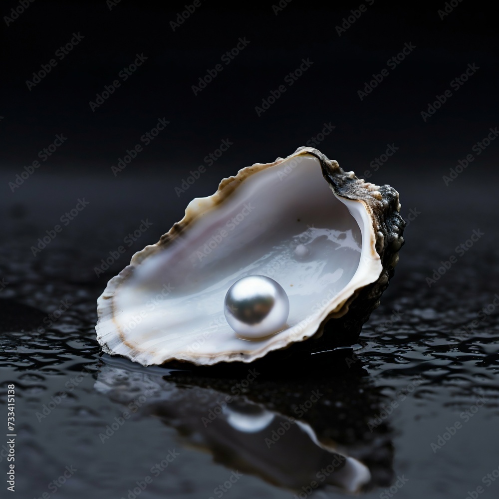 Pearls in an Oyster Shell with Water Droplets. Generative ai Pearls in an Oyster Shell with Water Droplets. Generative ai
