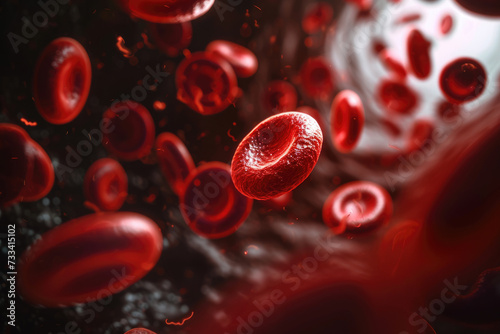 microscopic view of red blood cells flowing through a capillary