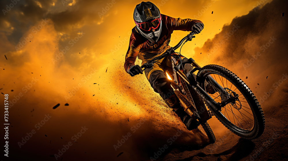 sport biker in action on a motorcycle
