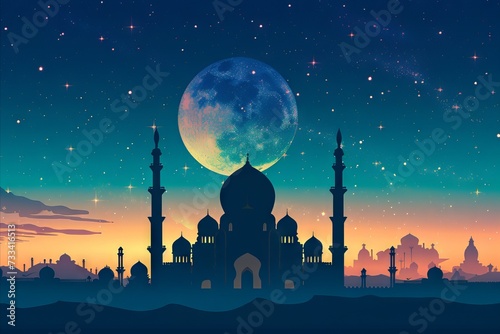 mosque silhouette background at night © Hafidhulkarim60