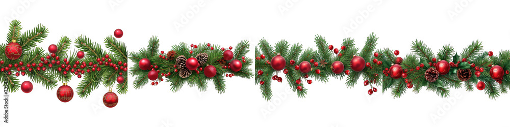 garland of tree branches berries Hyperrealistic Highly Detailed Isolated On Transparent Background Png File