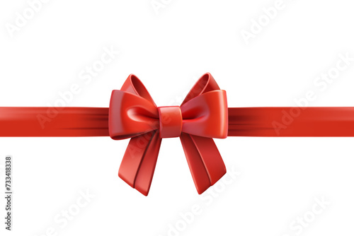 Red ribbon with bow isolated on white background. Design trmplate. 3d vector illustration