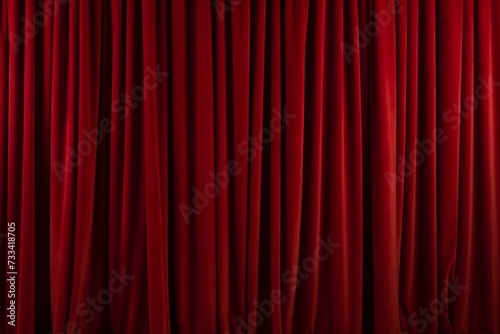 Background of red velvet curtain, perfect for designs. Generative AI