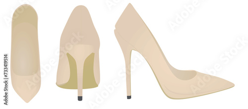 Beige elegant shoe. vector illustration