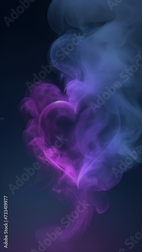 A heart made of smoke against a dark setting.