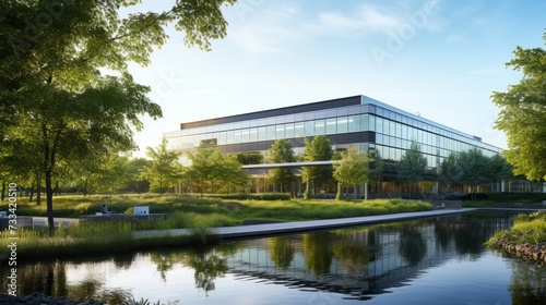 A corporate headquarters with a commitment to environmental sustainability