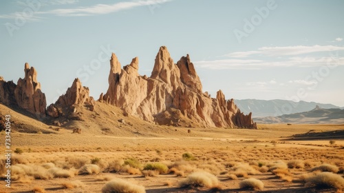 A desert landscape with unique rock spires