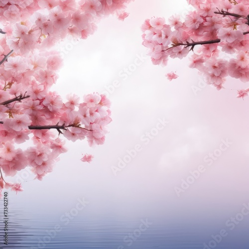 Cherry blossom flower blooming. Pink sakura flower background. Pink cherry blossom  isolated Sakura tree branch. For card  banner  invitation  social media post  poster  mobile apps  advertising.