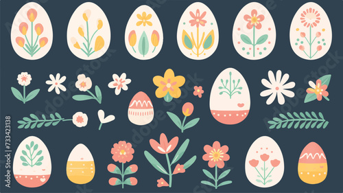 Easter celebration flat color vector detailed.