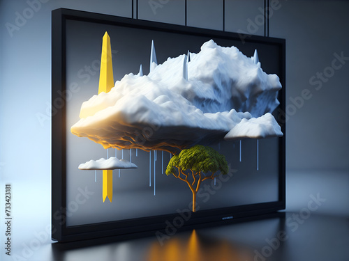 3D Weather Forecast Visualization. Generated by AI photo
