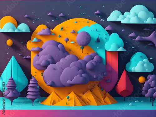 3D Weather Forecast Visualization. Generated by AI photo