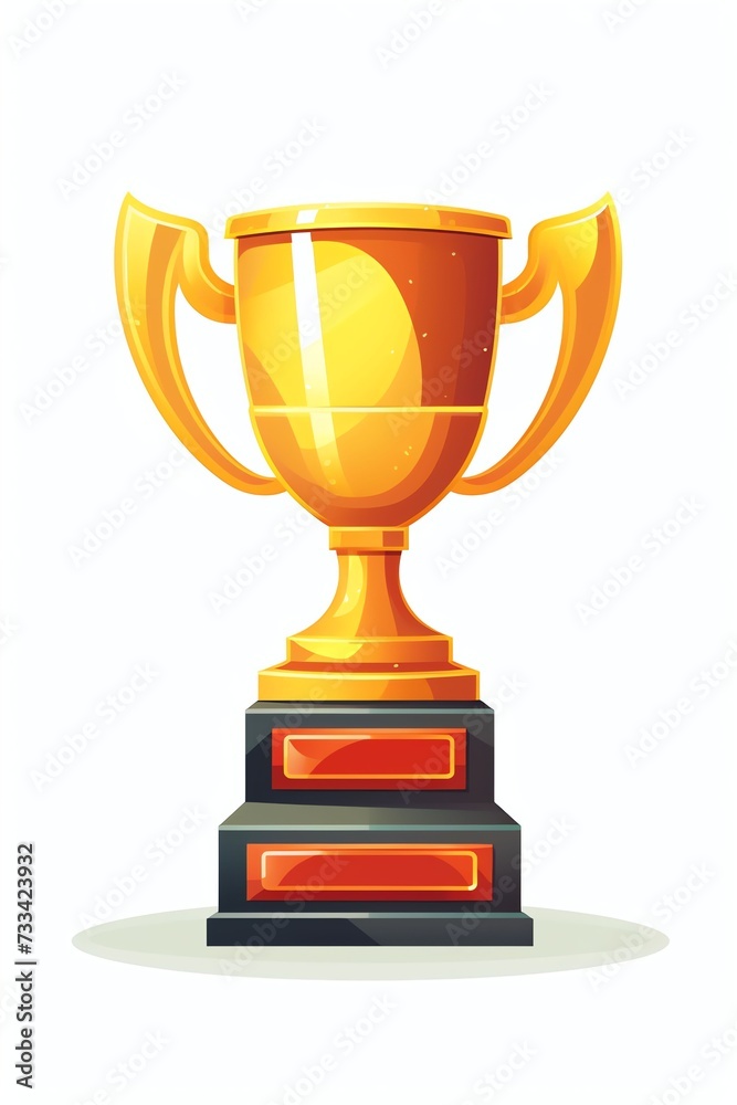 a simple vector cartoon of a trophy, with a plaque, flat, white background a simple vector cartoon of a trophy, with a plaque, flat, white background
