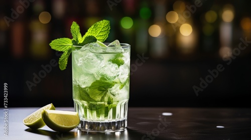 Freshly muddled mint in a mojito