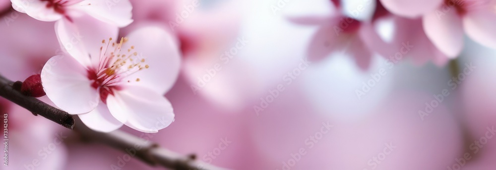 Obraz premium Cherry blossom flower blooming. Pink sakura flower background. Pink cherry blossom, isolated Sakura tree branch. For card, banner, invitation, social media post, poster, mobile apps, advertising.