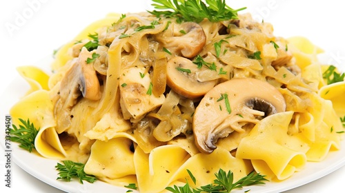 Savoring Symphonies: A Delightful Dance of Pasta, Mushrooms, and Parsley photo