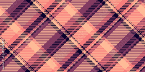 Revival fabric background tartan, stylish texture textile check. Easter pattern seamless vector plaid in orange and pink colors.