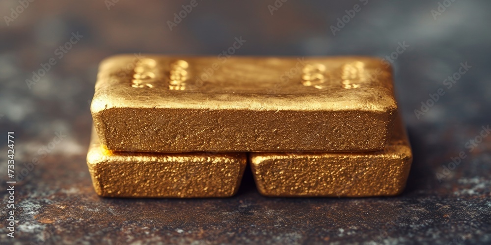 Stack of gleaming gold bars, representing wealth and financial success in a luxurious setting. Stack of gleaming gold bars, representing wealth and financial success in a luxurious setting.