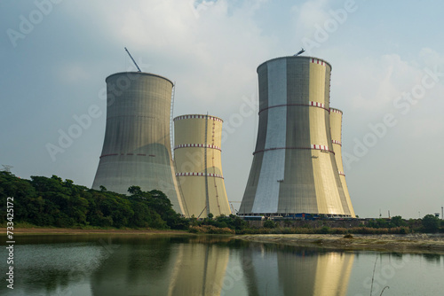 Obraz na płótnie Cooling towers of Nuclear Power Plant. Ruppur Nuclear Power Plant, Bangladesh w salonie