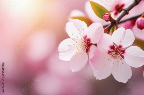 Cherry blossom flower blooming. Pink sakura flower background. Pink cherry blossom  isolated Sakura tree branch. For card  banner  invitation  social media post  poster  mobile apps  advertising.