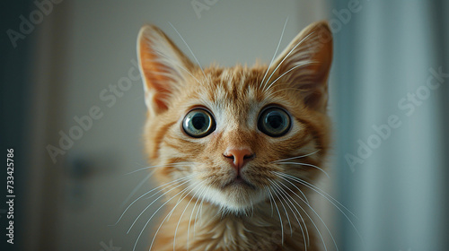 Cute ginger cat looking at camera. Close-up portrait.