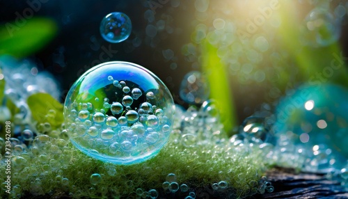 Abstract pictures with macro soap bubbles inside of a bubble