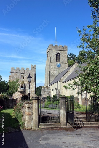 Marmion Tower and St Nicholas' Church, West Tanfield, North Yorkshire. photo