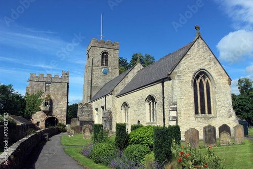 Marmion Tower and St Nicholas' Church, West Tanfield, North Yorkshire.