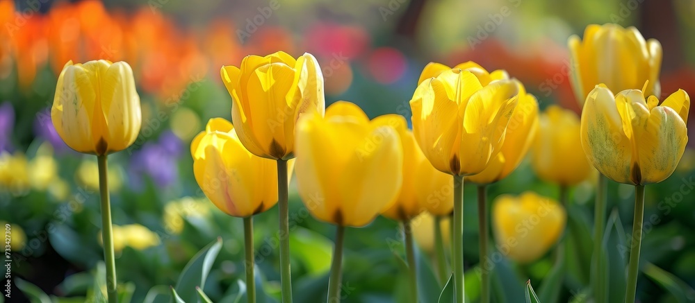 Obraz premium Vibrant Yellow Tulip Flowers: Bright, Colorful Blooms That Will Brighten Any Space